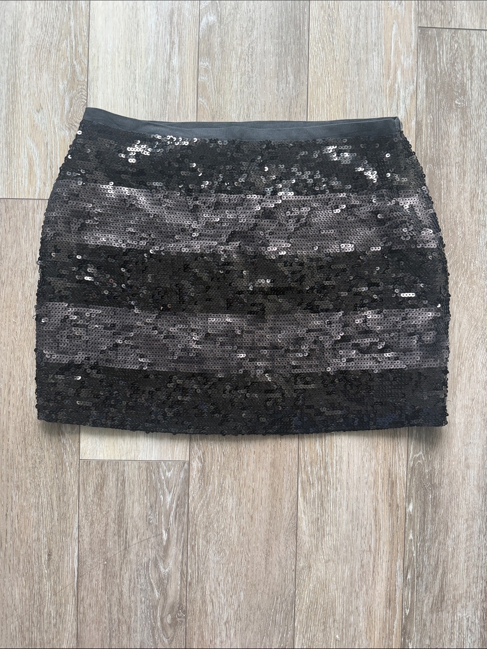 Club Monaco Black / Grey Striped Sequin Mini Skirt